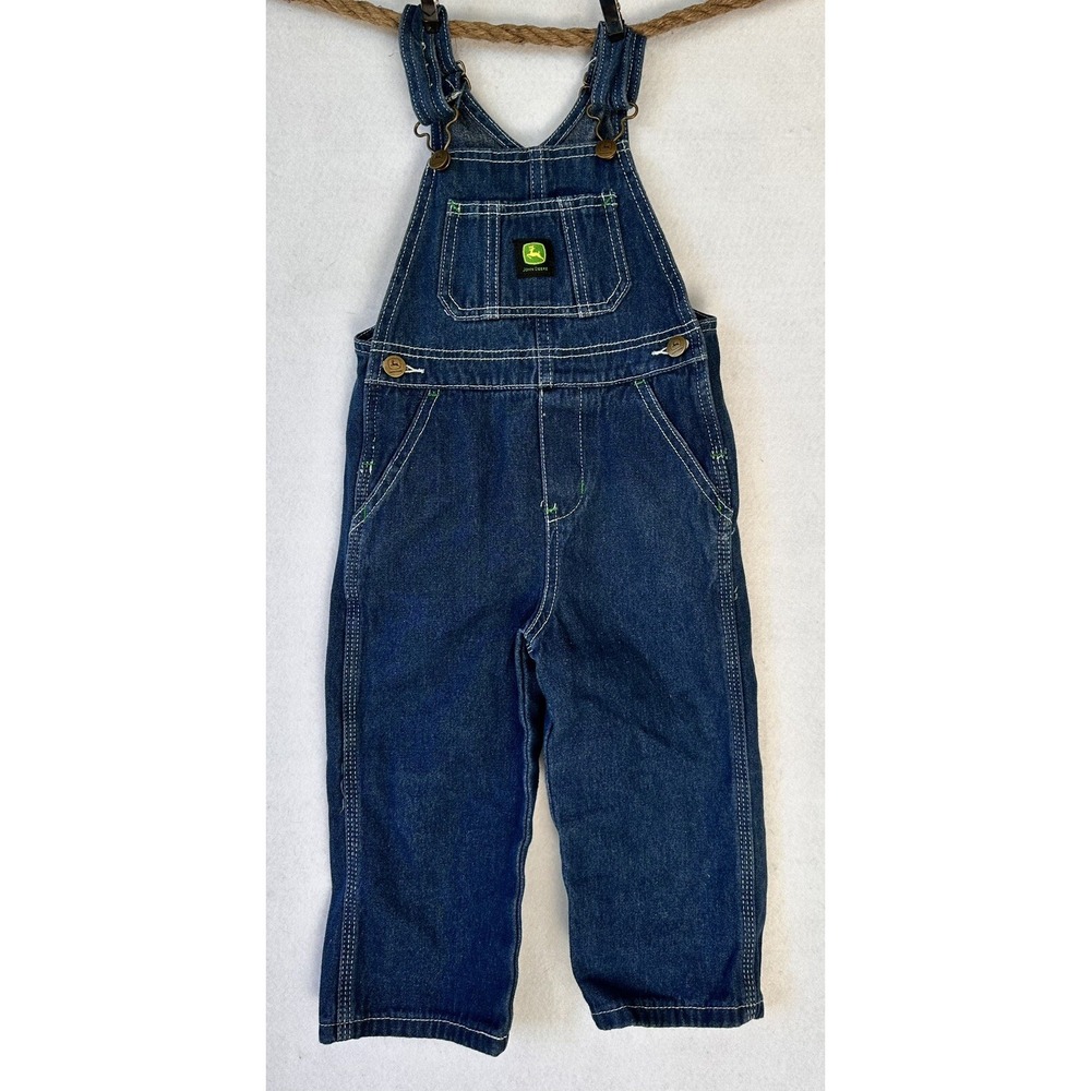 John Deere Denim Overalls Retro Farm Tractor Kids 3T Blue Excellent